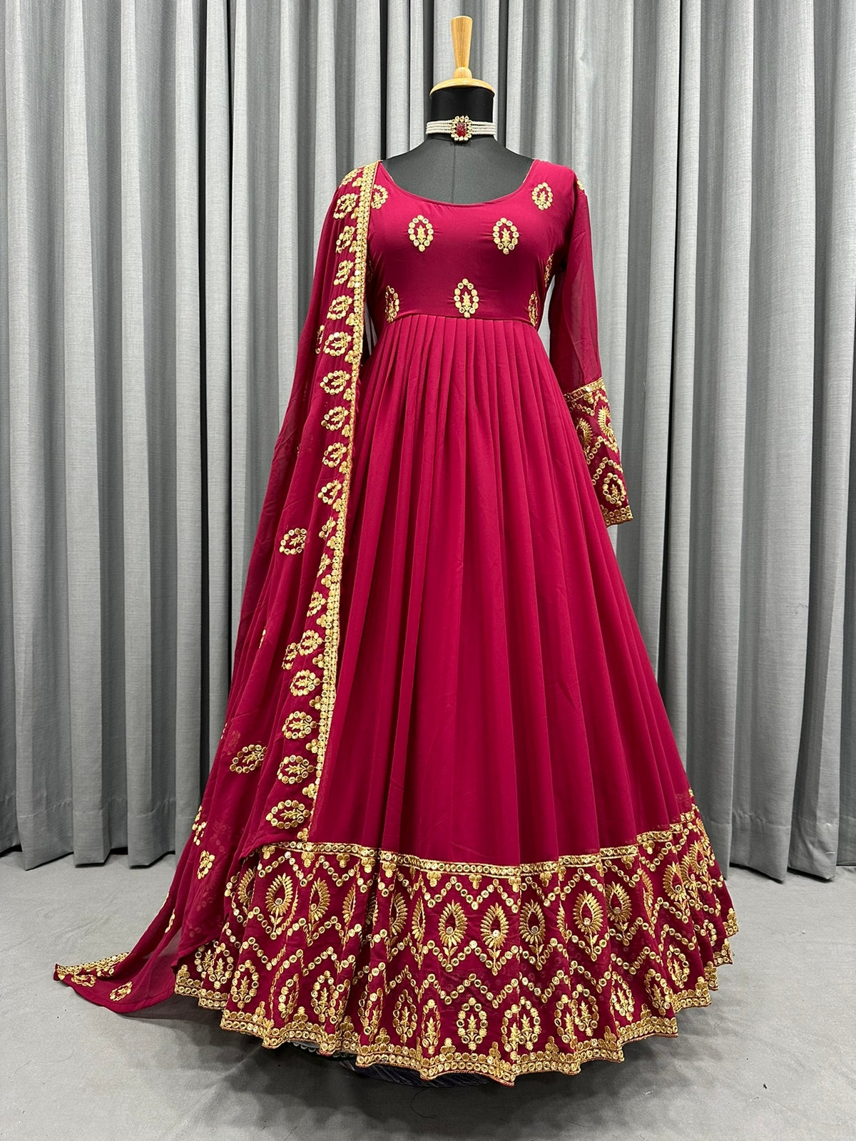 Buy 96NU FASHION Womens Maroon Free Size Gown (Well Maroon Gown) at  Amazon.in