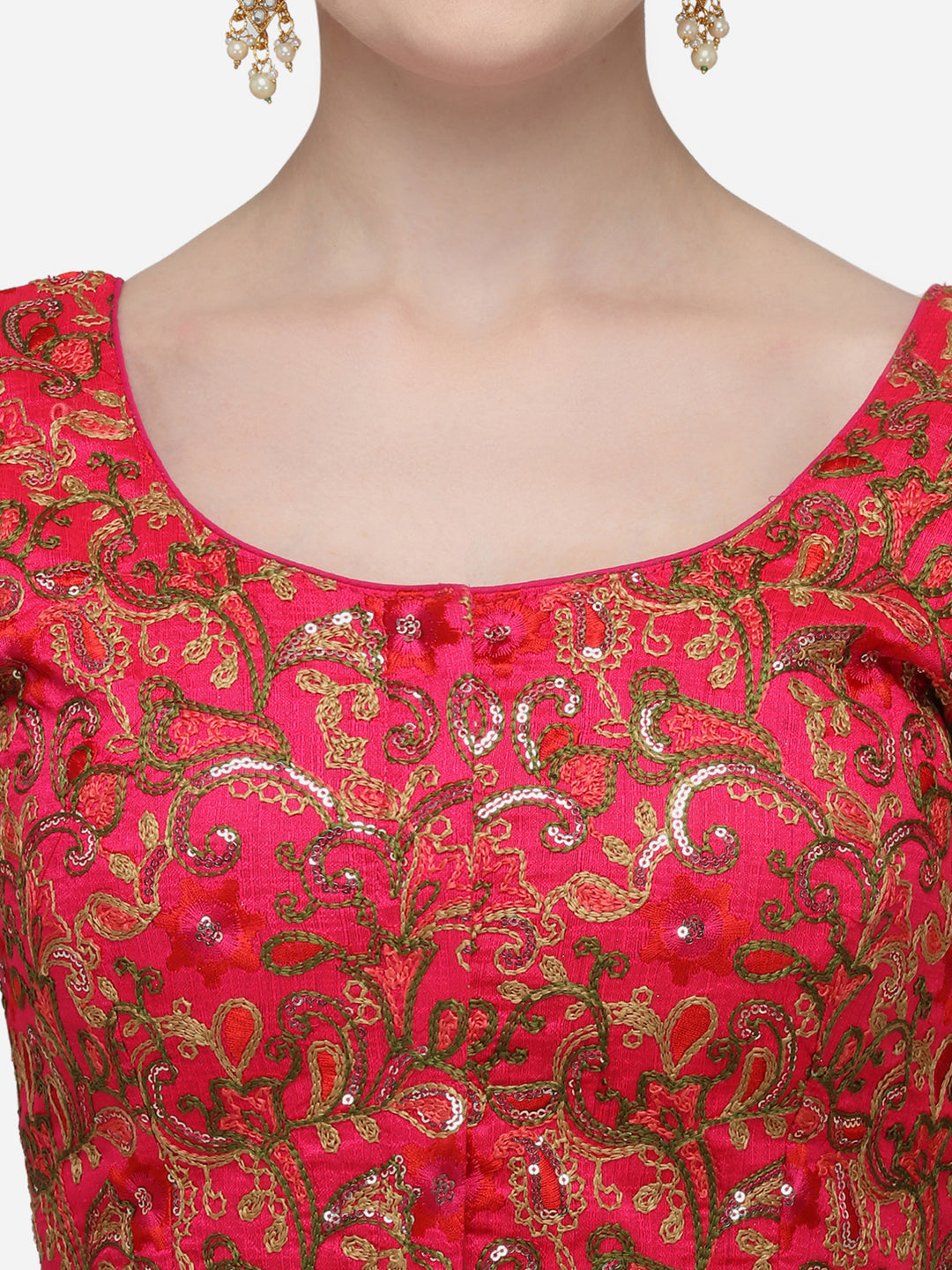 Glorious Pink color Embroidered & Sequins Work Silk Blouse