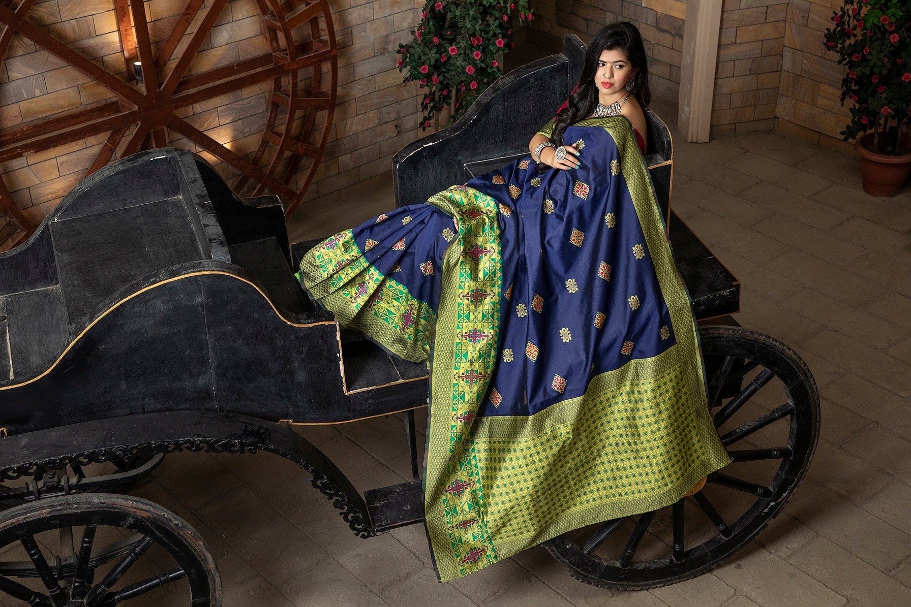 Navy Blue Color Banarasi Silk Zari Weaving Saree
