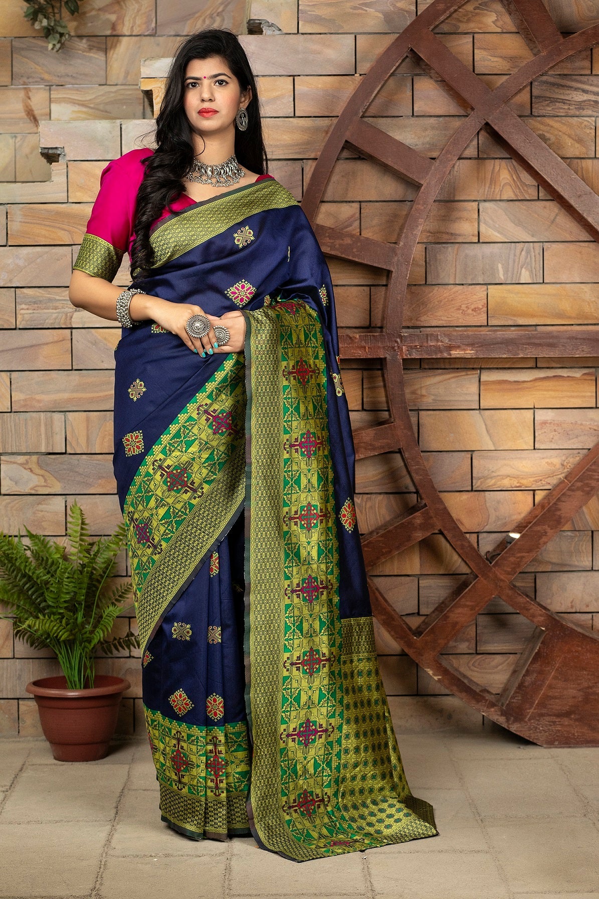 Navy Blue Color Banarasi Silk Zari Weaving Saree