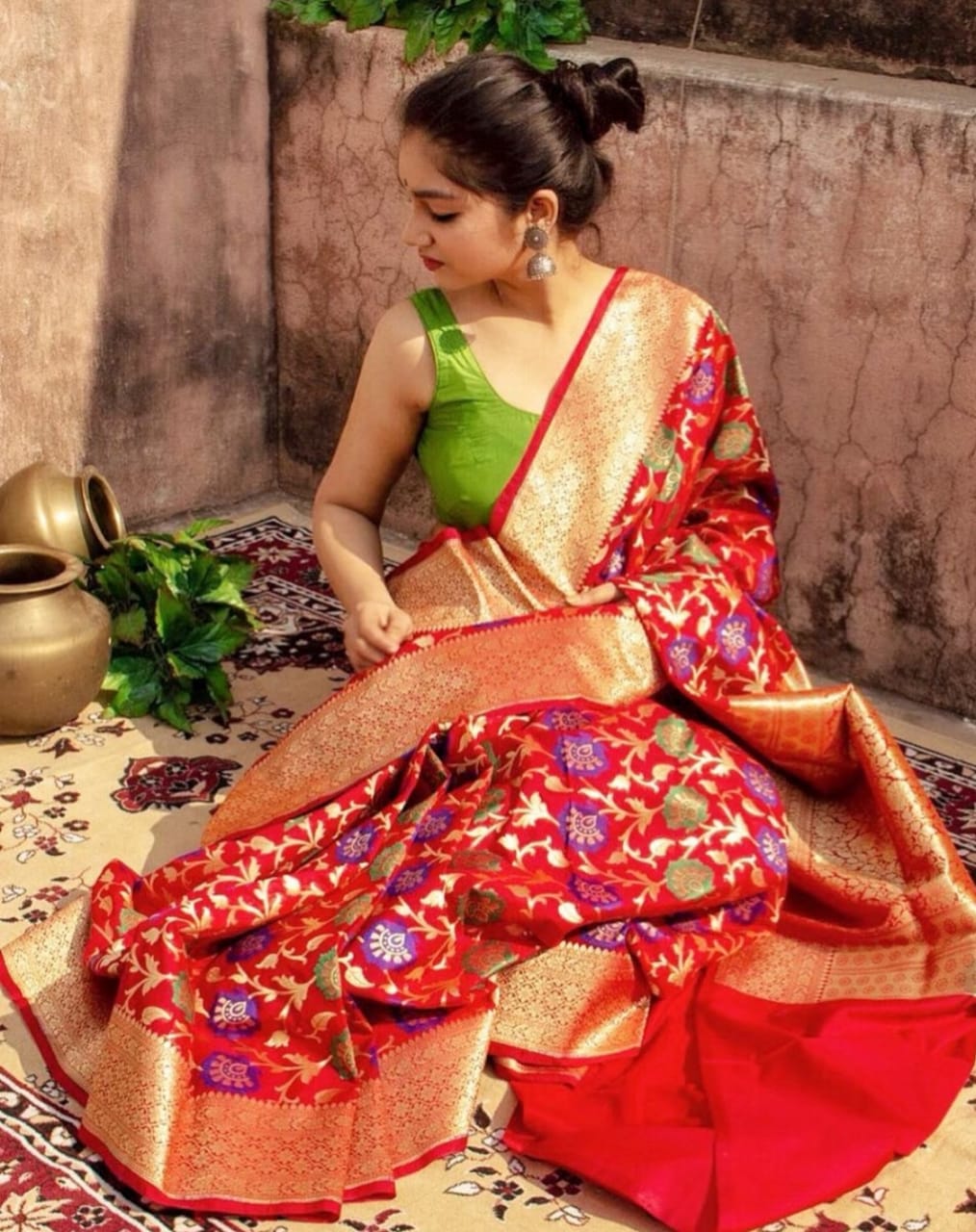 Luxuriant Red Color Soft Banarasi Silk Saree