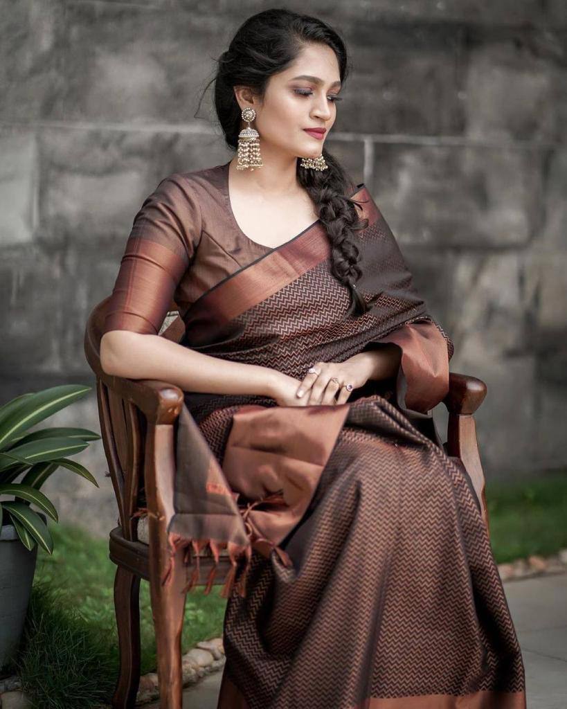 Brown Color Mesmerizing Banarasi Silk Saree