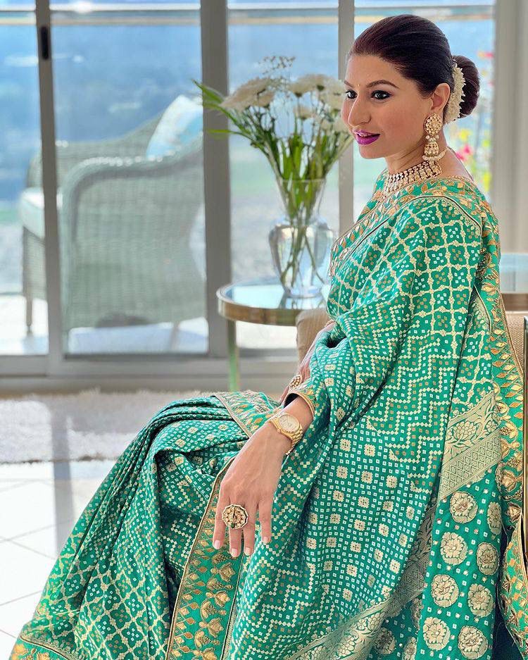Decent Aqua Green Color Woven Jacquard Weaving Saree