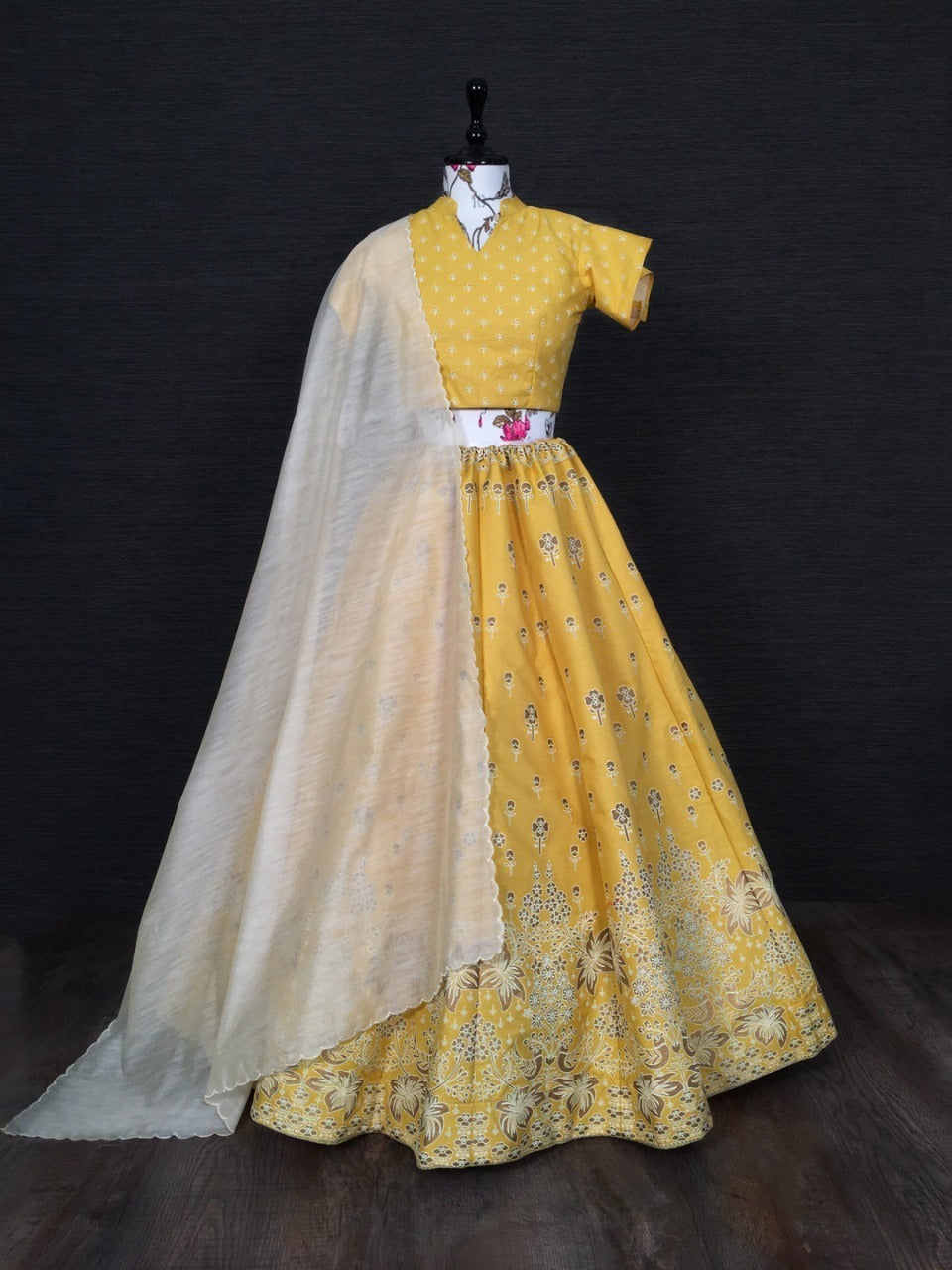 Foil Printed Yellow Color Lehenga Choli With Chanderi Silk Dupatta