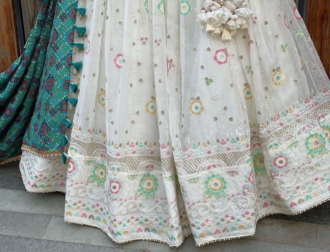 Party Wear White Color Sequence Embroidery Work Lehenga Choli