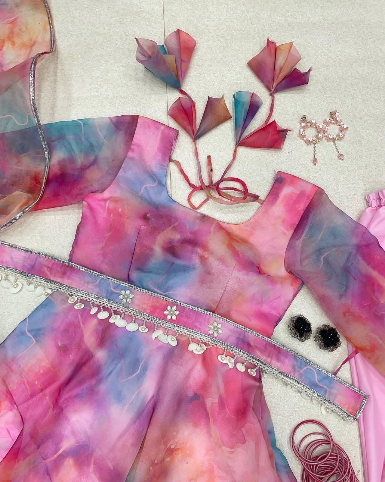 Tie-dye Print Pink Color Designer Anarkali Suit