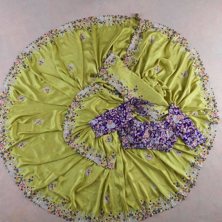Demanding Embroidery Cut Work Border Light Green Saree