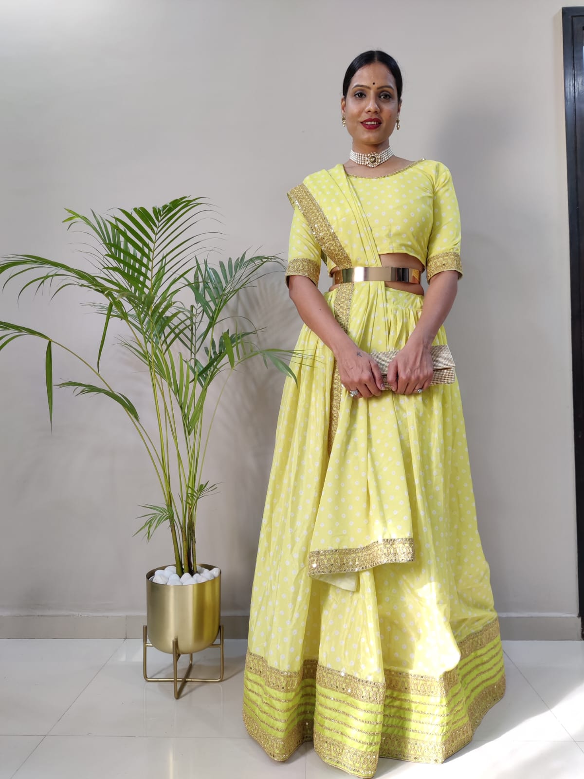 Haldi Wear Yellow Color Printed Lehenga Choli