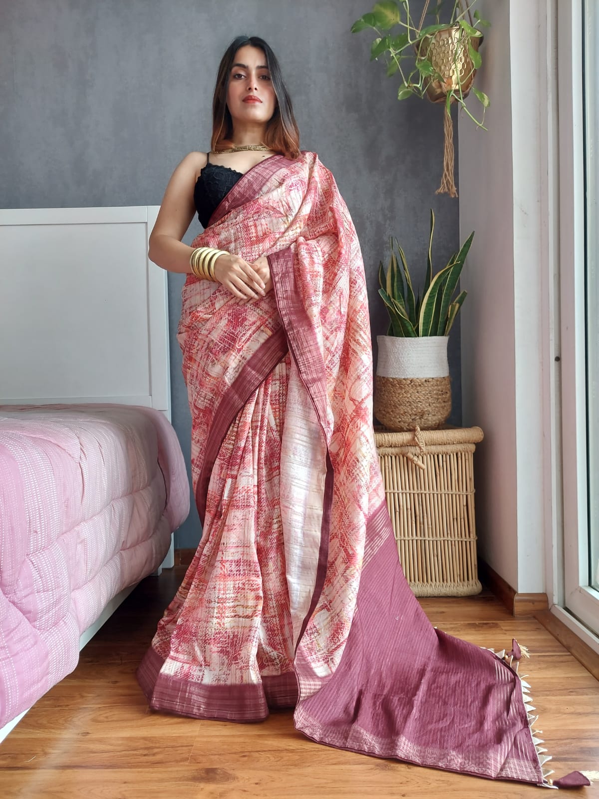 Exclusive  Kotha Silk Pink  Color Digital Printed Saree