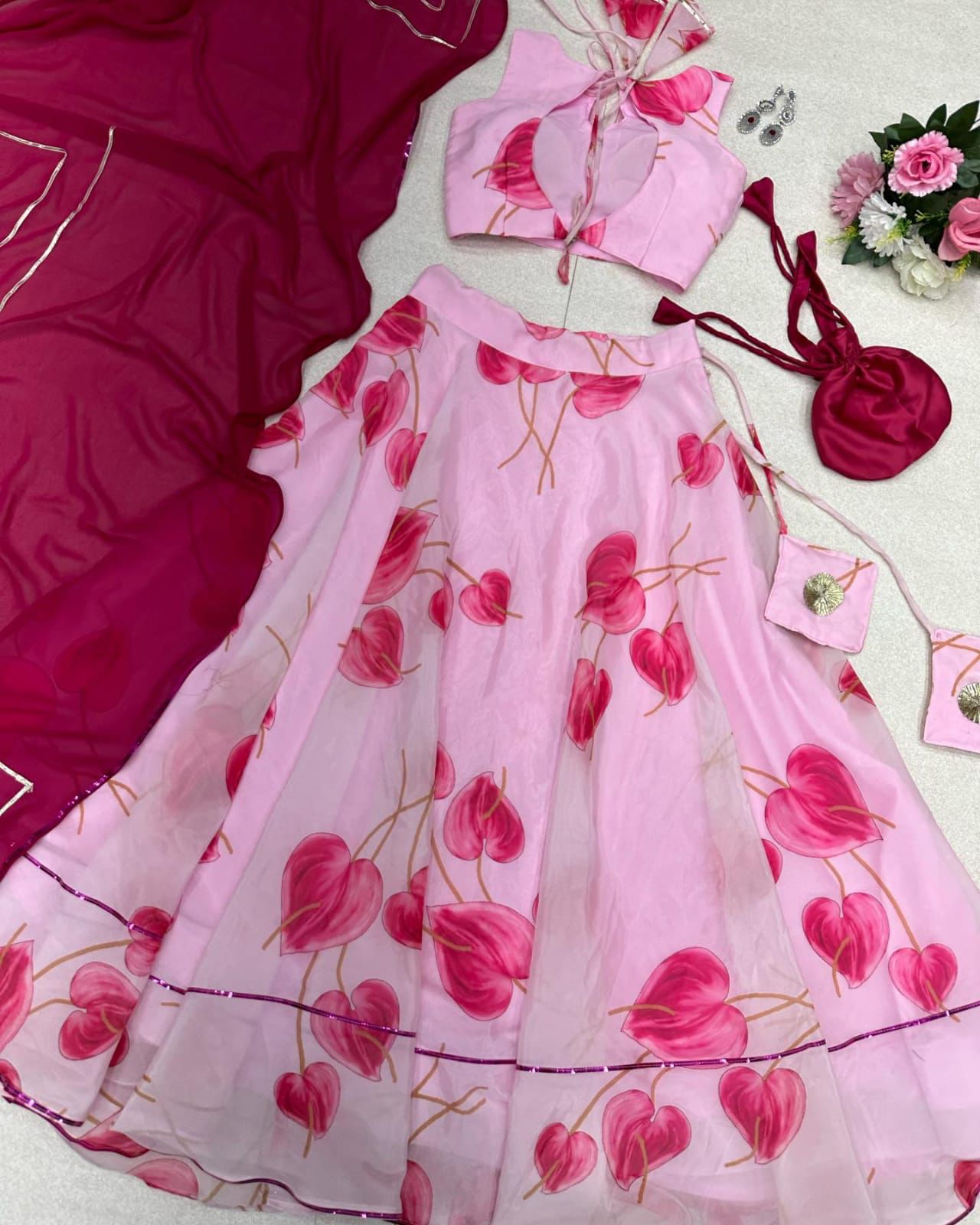 Casual Wear Pink Color Digital Printed Lehenga Choli