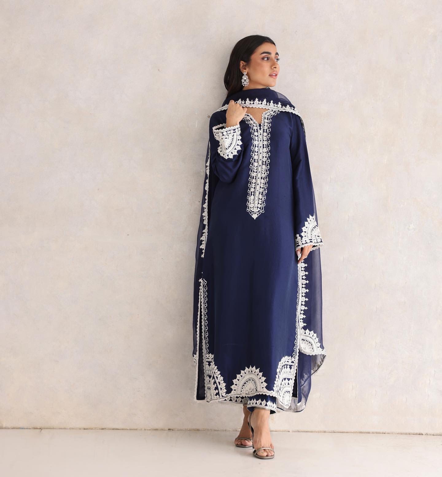 Stunning Chine Work Blue Color Salwar Suit