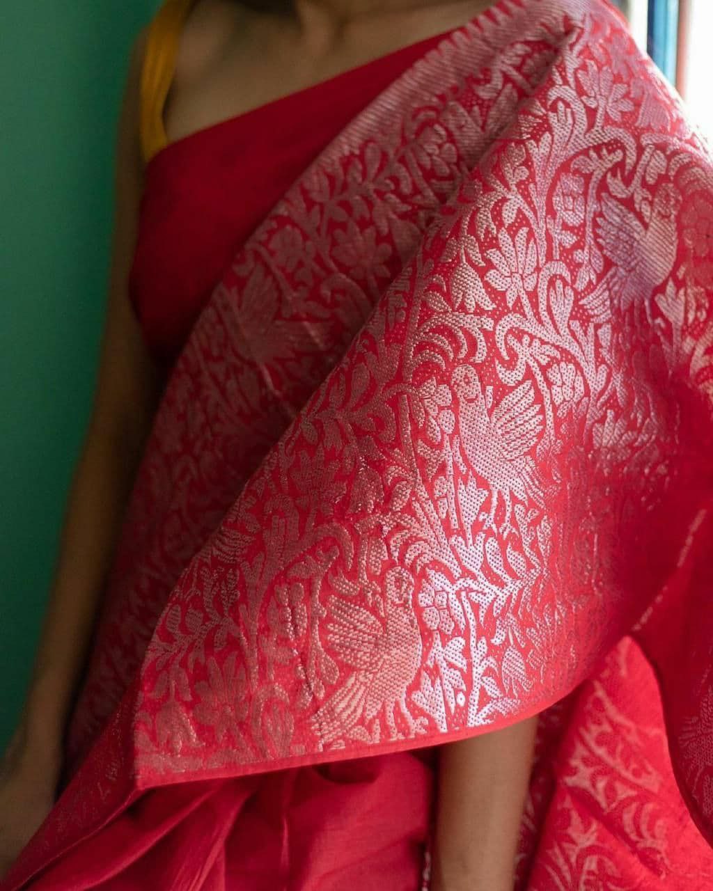 Admiring Red Color Soft Lichi Silk Saree