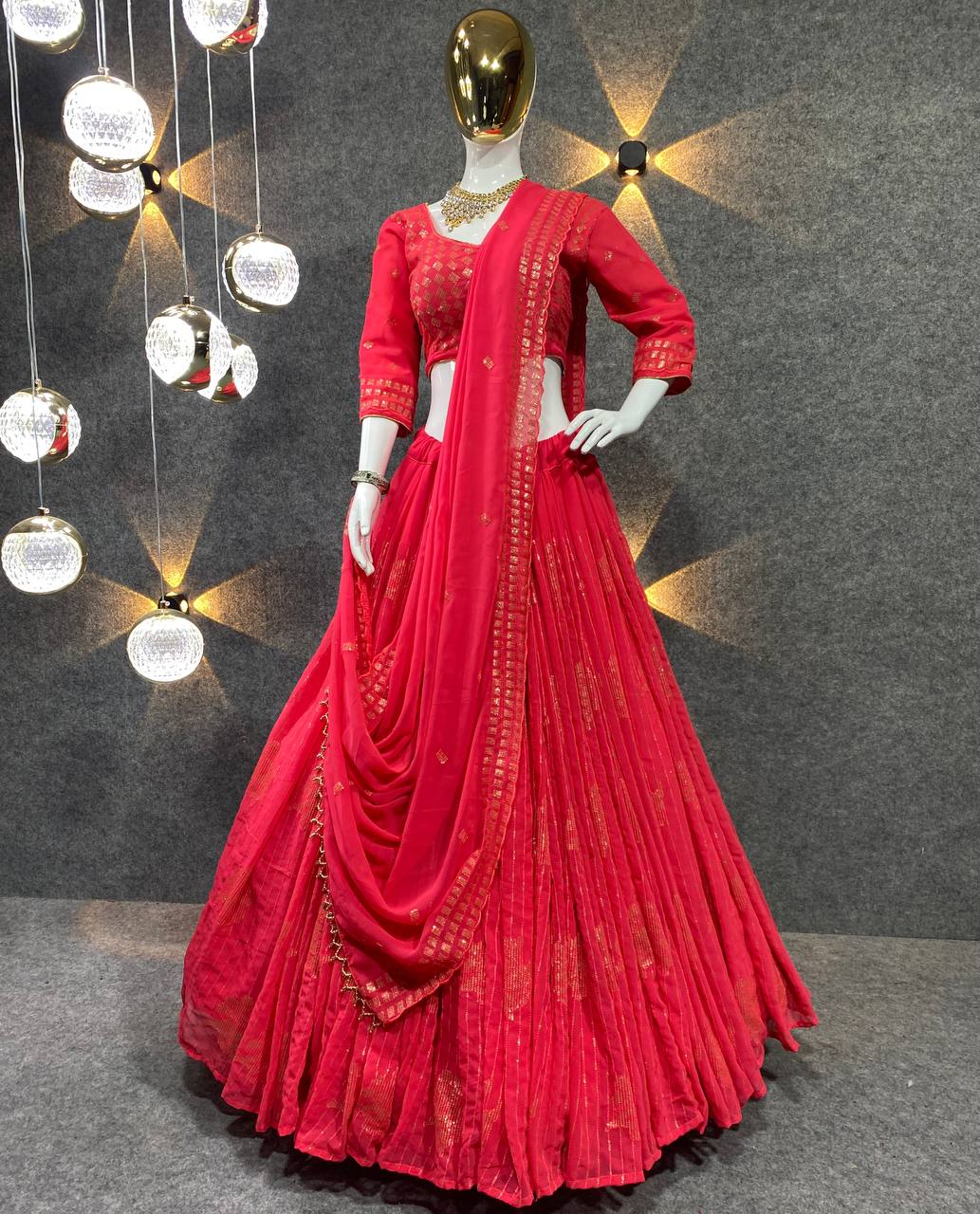 Red Color Embroidery Work Party Wear Silk Lehenga choli