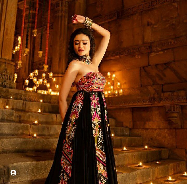 Traditional Wear Black Color Embroidery Work Designer Gown