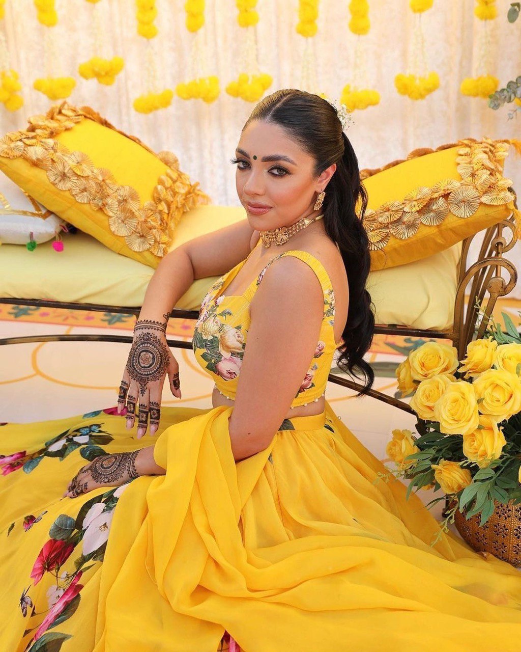 Haldi Outfit Yellow Color Georgette Printed Beautiful Lehenga Choli