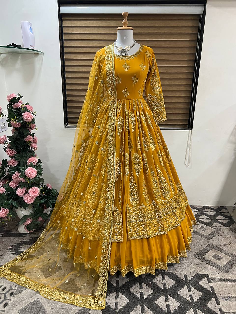 Heavy Embroidery Sequence Work Yellow Color Lehenga Choli