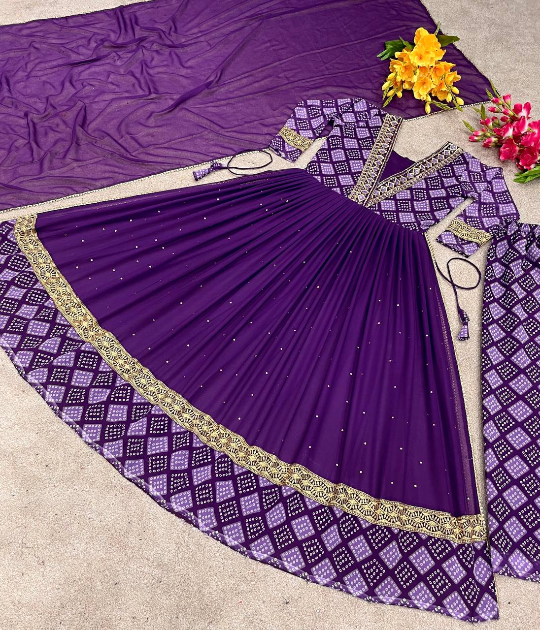 Flattering Purple Color Digital Printed Anarkali Suit