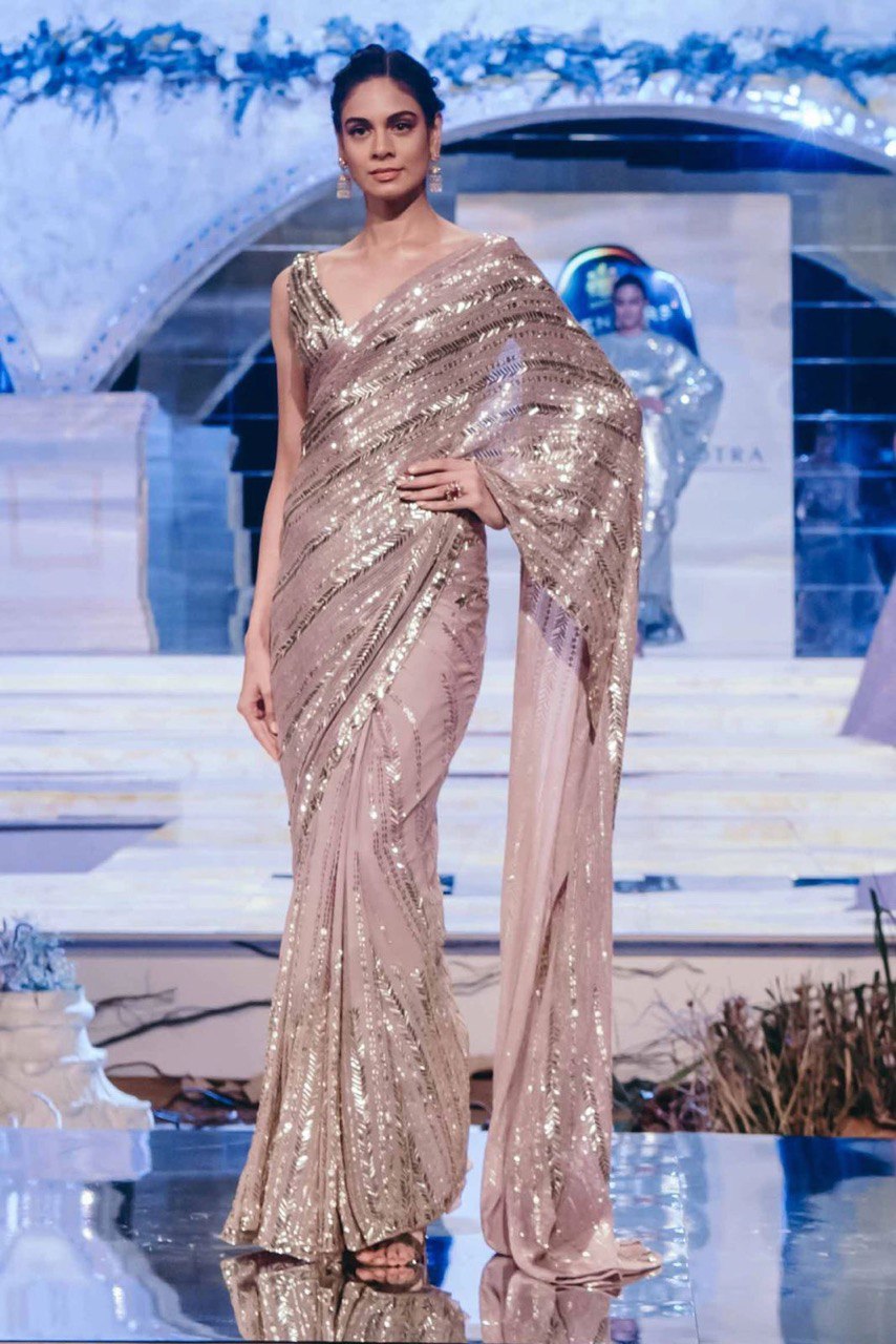 Light Pink Color Luxuriant Sequence Bollywood Saree