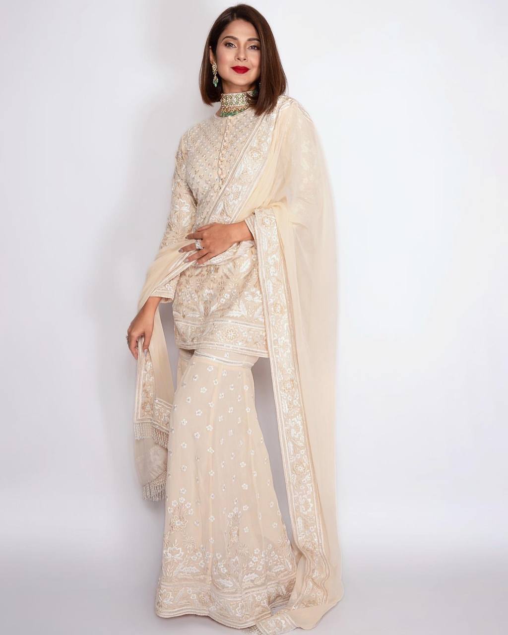Bollywood Style Cream Color Sharara Suit