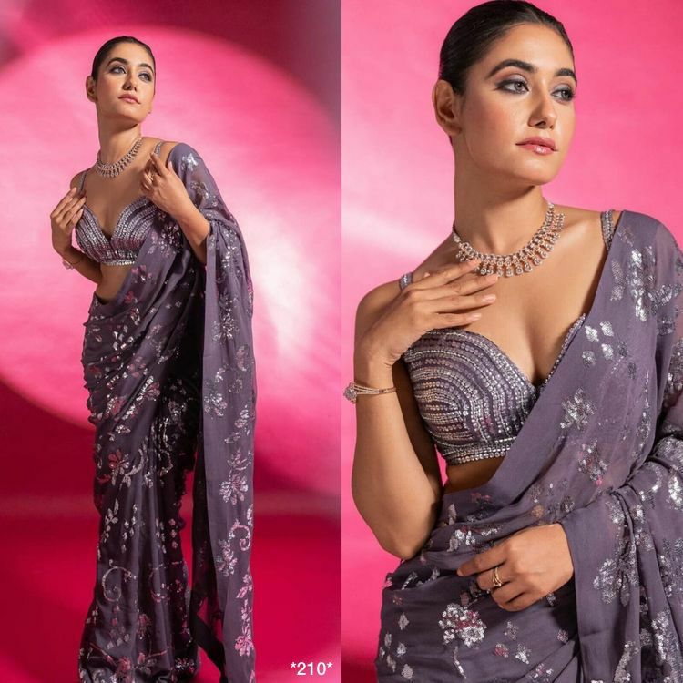 Light Purple Sequence Work Bollywood Style Saree