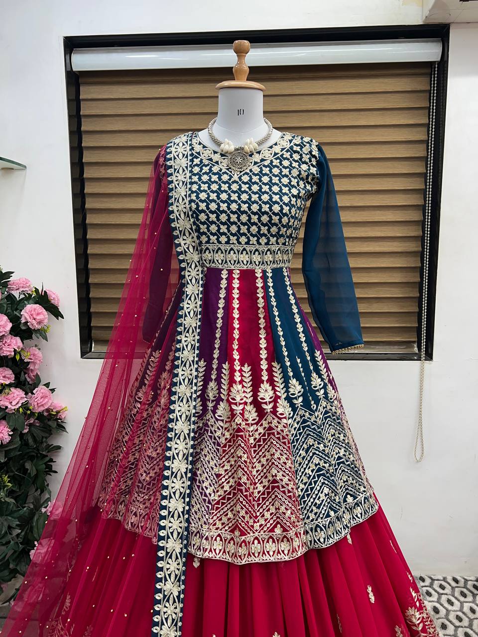 Superhit Multi Color Embroidery Work Top With Lehenga