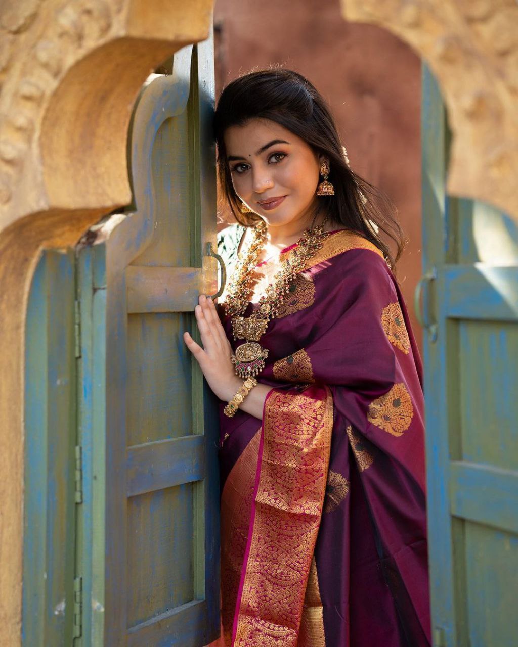 Adorable Purple Color With Pink Border Saree